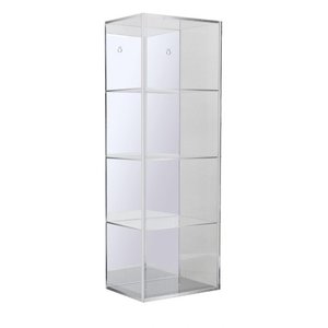 Acrylic, Display case, Tower with sliding door and mirror back wall - dim: 210 x 155 x 605 mm.