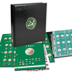 Premium, Album (4 rings) voor 2 Euromunten - 2019/2021 - Zwart - afm: 235 x 265 x 45 mm.
