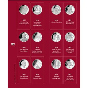 Premium, Album (4 rings) voor 10 Euromunten - incl. 7 bladen en rode voordrukbladen - Zwart - afm: 235 x 265 x 45 mm.