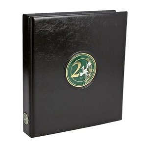 Premium, Album (4 rings) for 2 Euro coins - incl. 2 sheets and Green preprint sheets - Black - dim: 235 x 265 x 45 mm.