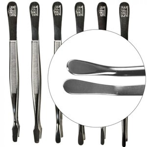 Gebogene Pinzette, ausgestattet mit Rundem Kopf - Chrom - Abm: 120 mm.