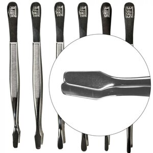 Bended Tweezers, equipped with Spade model Head - Chrome - dim: 155 mm.