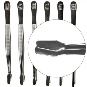 Bended Tweezers, equipped with Spade model Head - Chrome - dim: 120 mm.