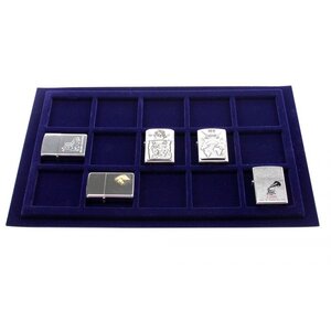 Tableau, Modèle D - Compartiment dim: 57 x 57 mm. (15 pcs.) Bleu royal - dim: 327 x 227 x 10 mm.
