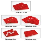 Safe, Tableau, Modèle G - Compartiment dim: 26x26 mm. (60 pcs.)  Rouge - dim: 330x220x10 mm. ■ par pc.