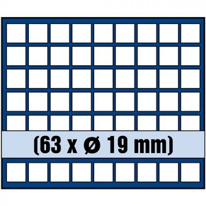 Tableau, Modell A - Fach Abm: 19 x 19 mm. (63 Stk.) Königsblau - Abm: 233 x 185 x 10 mm.