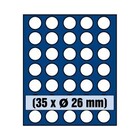 Safe, Tableau, Modell A - für Münzen Ø 26 mm. (35 Stk.)  Königsblau - Abm: 233x185x10 mm. ■ pro Stk.