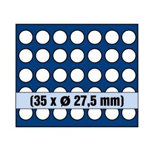 Tableau, Modell A - Fach Abm: 27.5 x 27.5 mm. (35 Stk.) Königsblau - Abm: 233 x 185 x 10 mm.