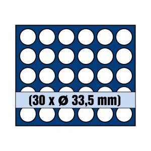 Tableau, Model A - for Coins Ø 33,5 mm. (30 pcs.) Royal blue - dim: 233 x 185 x 10 mm.