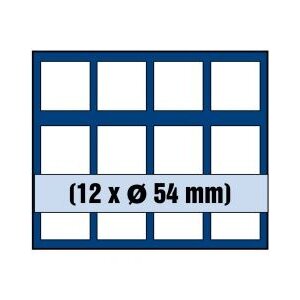 Tableau, Modèle A - Compartiment dim: 54 x 54 mm. (12 pc.) Bleu royal - dim: 233 x 185 x 10 mm.