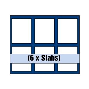 Tableau, Modell A - Slabs-Kapseln 60 x 85 mm. (6 Stk.) Königsblau - Abm: 233 x 185 x 10 mm.