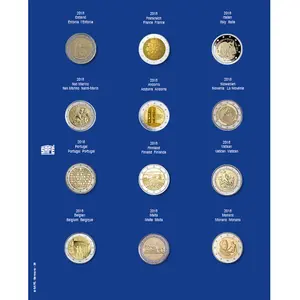 TOPjeu, Supplement - Monnaies de 2 Euro sous capsules - 2018 feuille 27 - Transp/blue feuille préimprimée - dim: 185 x 230 mm.