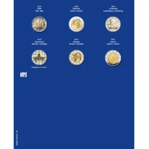 TOPset, Supplement - 2 Euro coins in capsules - 2018 sheet 28 - Transp/blue preprint sheet - dim: 185 x 230 mm.