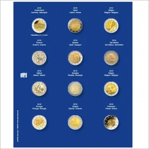 TOPset, Supplement - 2 Euromunten in capsules - 2019 blad 30 - Transp/blauw voordrukblad - afm: 185 x 230 mm.