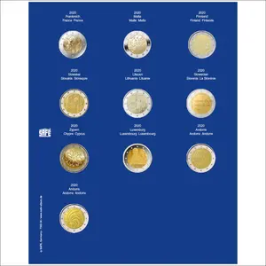 TOPset, Nachtrag - 2 Euro-Münzen in Kapseln - 2020 Blatt 34 - Transp/blauem Vordruckblatt - Abm: 185 x 230 mm.