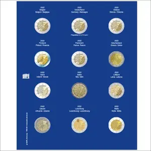 TOPset, Supplement - 2 Euromunten in capsules - 2022 blad 38 - Transp/blauw voordrukblad - afm: 185 x 230 mm.