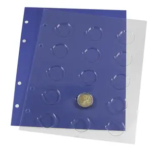 TOPset, Sheets (4 rings) 2 Euro coins without capsules - Transp/blue background sheet - dim: 185 x 230 mm.