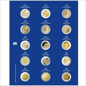 TOPset, Supplement - 2 Euro coins without capsules - 2022 sheet 31 - Transp/blue preprint sheet - dim: 185 x 230 mm.