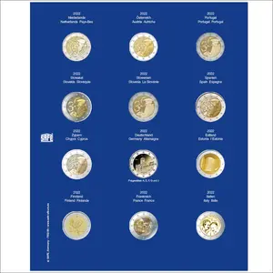 TOPset, Nachtrag - 2 Euro-Münzen in Kapseln - 2022 Blatt 40 - Transp/blauem Vordruckblatt - Abm: 185 x 230 mm.