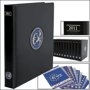 Premium, Album (4 Ringe) für Euro-Münzsätze - 2009 - Schwarz - Abm: 235 x 265 x 45 mm.