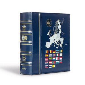 Vista Classic, Album (4 rings) Euromunten sets (2022) incl. cassette - Blauw - afm: 250 x 280 x 60 mm.