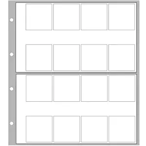 Designo, Sheets (4 rings) for Coins Ø 32 mm. (16 pc.) Transparent - dim: 195 x 220 mm.