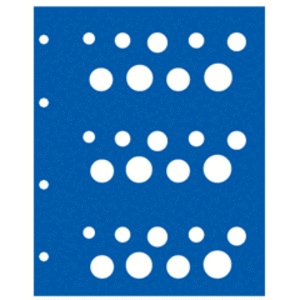 TOPset, Bladen (4 rings) ATS munten sets zonder capsules (3 sets) Transp/blauw achtergrondblad - afm: 185 x 230 mm.