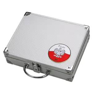 Case, Alu - featuring an emblem of Poland - without content - dim: 250 x 215 x 70 mm.