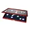 Présentoir, Premium - pour Monnaies Ø 32,5 mm. (35 pcs.) pcs.commémoratives Euro - Couleur acajou avec intérieur bleu - dim: 375 x 260 x 30 mm.