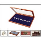 Safe, Presentation Display, Premium - for Euro coin sets in capsules (6 sets)  Mahogany color with blue interior - dim: 375x260x30 mm. ■ per pc.