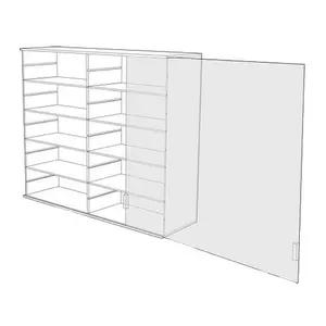 Acryl, Vitrine mit Schiebetür, Modell B - Komplett montiert - Abm: 600 x 110 x 600 mm.