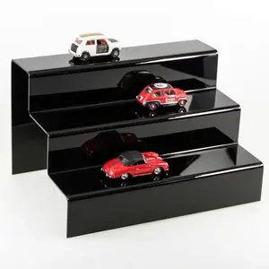 Acryl, Presentatietrap, met 3 niveaus - Zwart - afm: 300 x 230 x 180 mm.