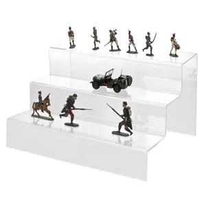 Acrylic, Presentation stairs, with 3 levels - Transparent - dim: 300 x 230 x 180 mm.
