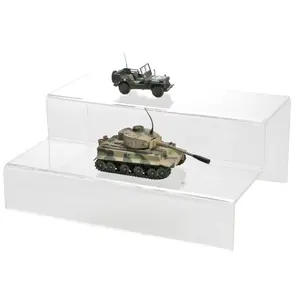 Acryl, Presentatietrap, met 2 niveaus - Transparant - afm: 300 x 230 x 125 mm.