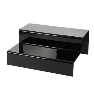 Acrylic, Presentation stairs, with 2 levels - Black - dim: 300 x 230 x 125 mm.