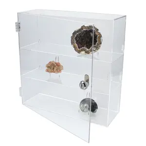 Acrylic, Display case with lockable swing door - model D - dim: 240 x 60 x 240 mm.