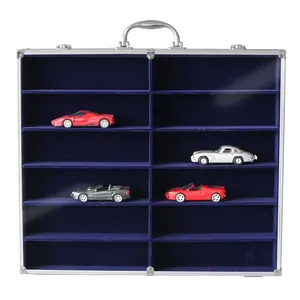 Presentatie Display, Alu - Maxi - 12 vaks indeling (235 x 64) Donkerblauw interieur - afm: 510 x 440 x 75 mm.
