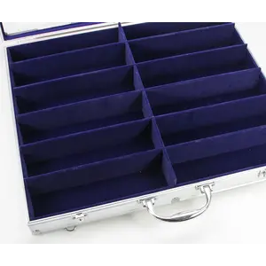 Presentation Display, Alu - Maxi - 12 compartments (235 x 64) Blue interior - dim: 510 x 440 x 75 mm.