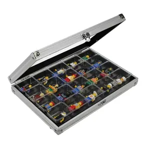 Presentation Display, Alu - Compact - 20 compartments (36 x 49 mm.) Blue interior - dim: 295 x 190 x 45 mm.