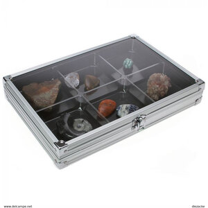 Safe Aluminum display case Compact, 6 compartments