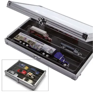Presentation Display, Alu - Compact - 3 compartments (275 x 57 mm.) Blue interior - dim: 295 x 190 x 45 mm.