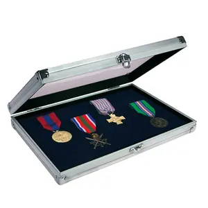 Presentation Display, Alu - Compact - 1 compartment (257 x 185 mm.) Blue interior - dim: 295 x 190 x 45 mm.