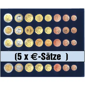 Tableau, Nova Deluxe Combi - for Euro coin sets (5 sets) Black - dim: 245 x 200 x 35 mm.