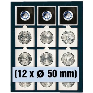 Tableau, Nova Deluxe Combi - pour Capsules 50 x 50 mm. (12 pces) Noir - dim: 245 x 200 x 35 mm.