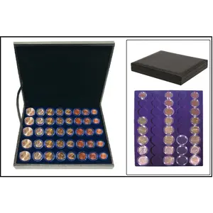 Presentation case, Nova Deluxe UNO - for Euro coin sets in capsules (5 sets) Black - dim: 245 x 200 x 35 mm.