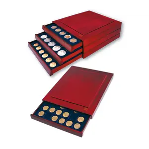 Élément d'empilage, Nova Exquiste - pour Monnaies Ø 29 mm. (35 pcs.) Couleur acajou - dim: 245 x 200 x 35 mm.