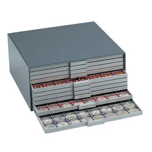 BEBA Maxi, Cabinet suitable for 10 drawers (9 mm.) without content - Gray - dim: 298 x 298 x 139 mm.