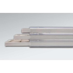 BEBA Maxi, Drawer 9 mm. high - incl. stackable frame (transp.) - 49 compartments (38,7 x 38,7 mm.)