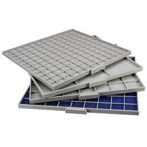 BEBA Maxi, Lade 9 mm. hoog - incl. stapelbaar frame (transp.) - 16 vaks indeling (68 x 68 mm.)