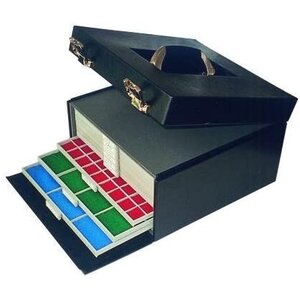 BEBA Maxi, Case suitable for 10 drawers (9 mm.) lockable - Black leather - dim: 312 x 315 x 150 mm.